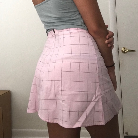 American Apparel Pink & Black grid lulu skirt - Picture 3 of 3